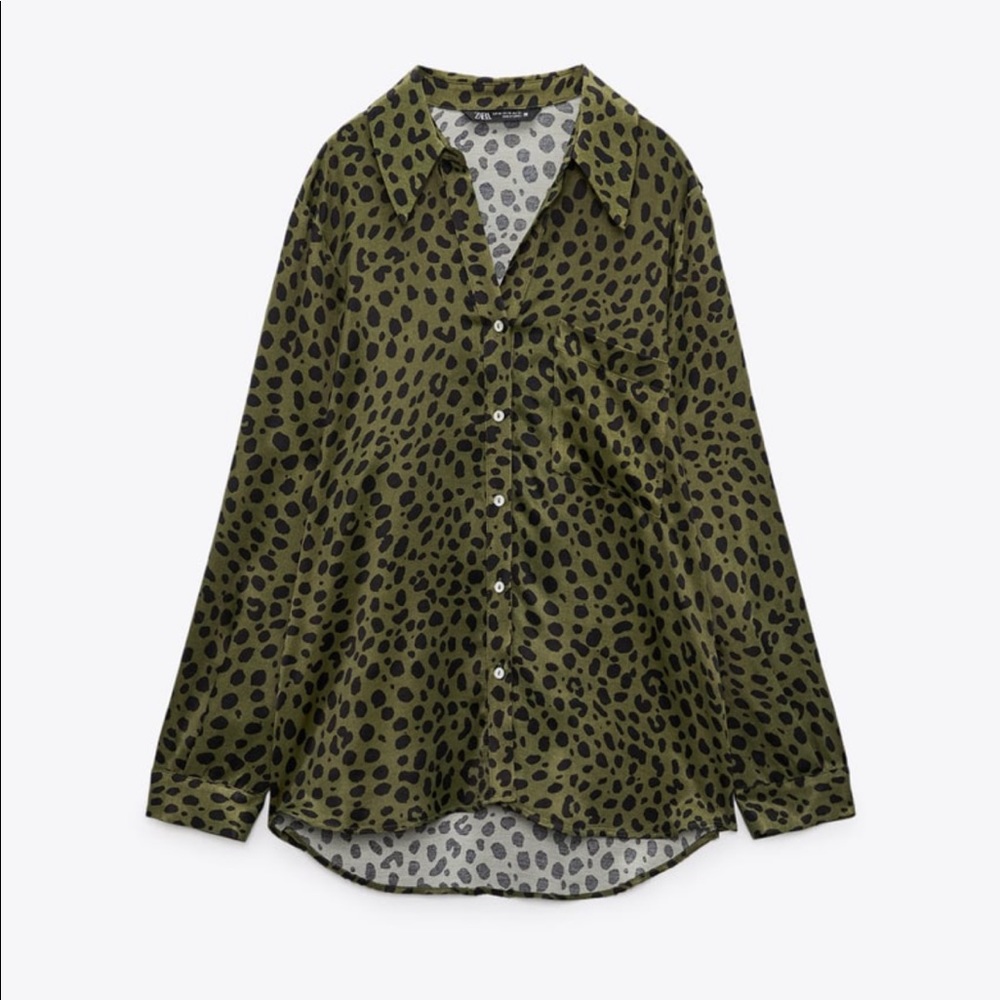 Zara FLOWY ANIMAL PRINT SHIRT size XS NEW
